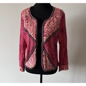 American Eagle Boho Cardigan Jacket Open Front Size L Floral Western Festival